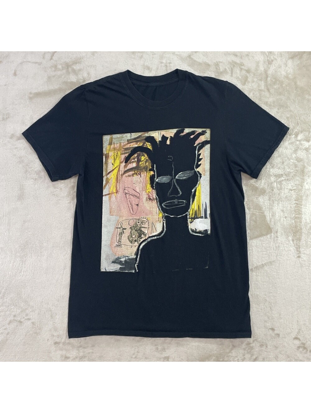 SCAPULA Jean-Michel Basquiat Black Short Sleeve T-shirt Graffiti Art Mens Size S
